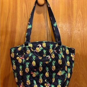 Vera Bradley Toucan Party Pineapple Navy Blue Glenna Tote Shoulder Bag Purse NWT